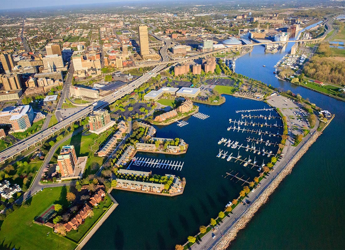 Buffalo, NY - Beautiful Ariel View of Buffalo New York on a Clear Sunny Day